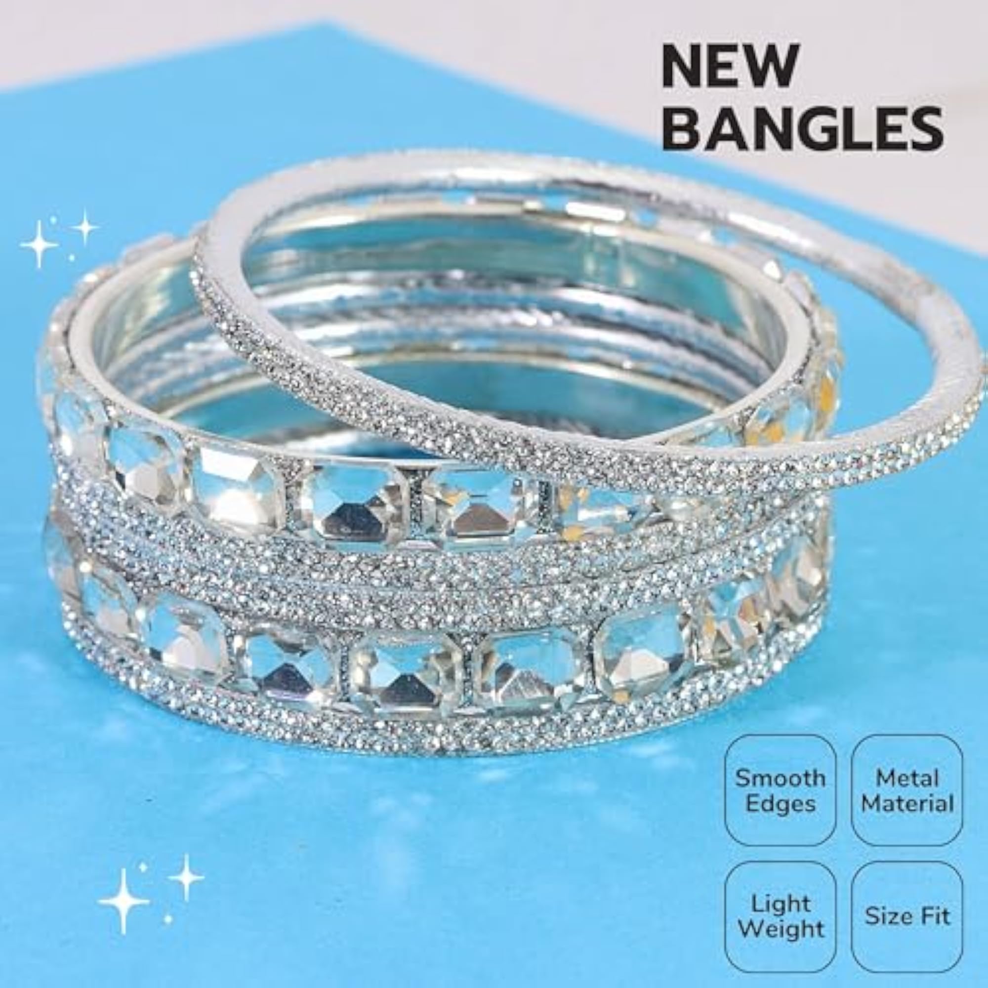 Metal with Diamond Bangles Kada Set For Bridal Chudi